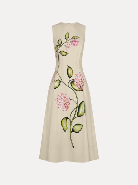 PORCELAIN FLOWER COTTON POPLIN SLEEVELESS DRESS