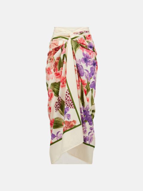 Floral cotton and silk beach cover-up