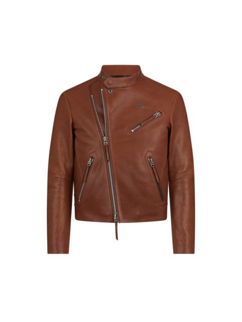 BUFFALO GRAIN LEATHER ASYMMETRIC RACER