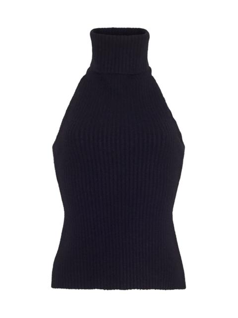 Samson Top
Statement Elegance: Form-Fitting Ribbed Knit Halter with an Open Back and Luxurious Overs