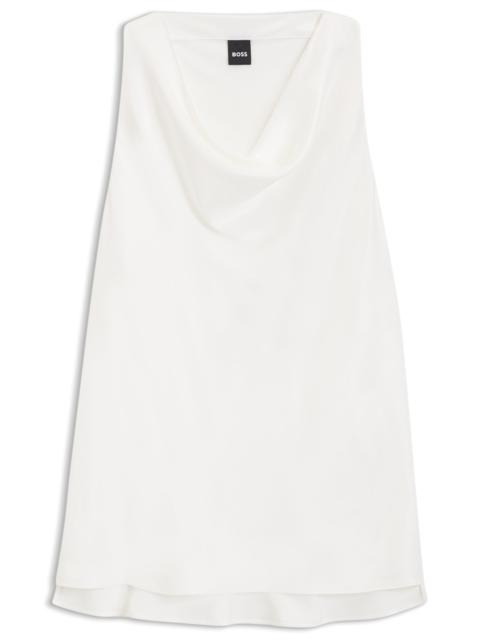 SLEEVELESS TOP IN SATIN WITH DRAPED NECKLINE