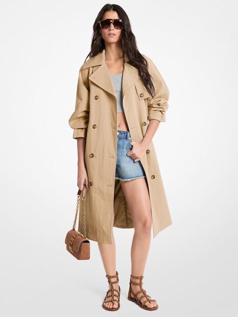 Oversized Washed Cotton and Nylon Trench Coat