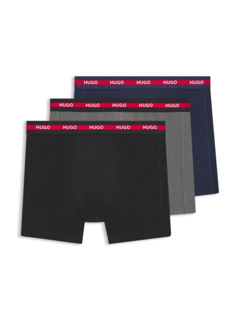 THREE-PACK OF STRETCH-COTTON BOXER BRIEFS WITH LOGOS