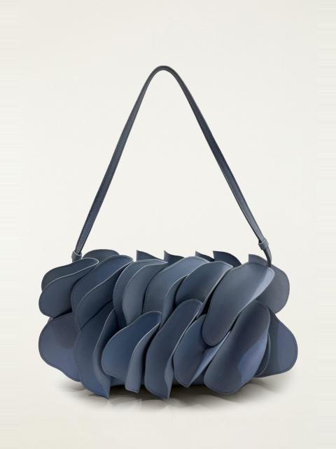 Blue Leather Shoulder Flower Bag
