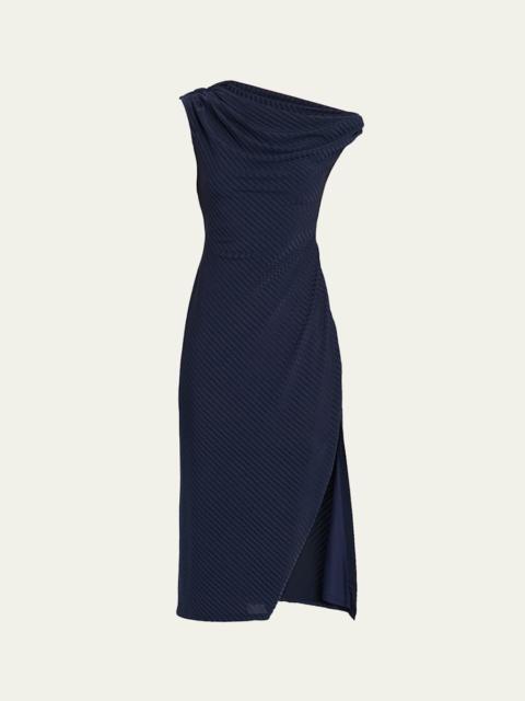 Benja Ribbed Asymmetric Midi Dress