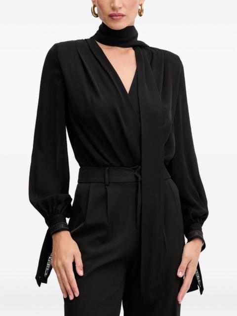 tie-neck long-sleeve top