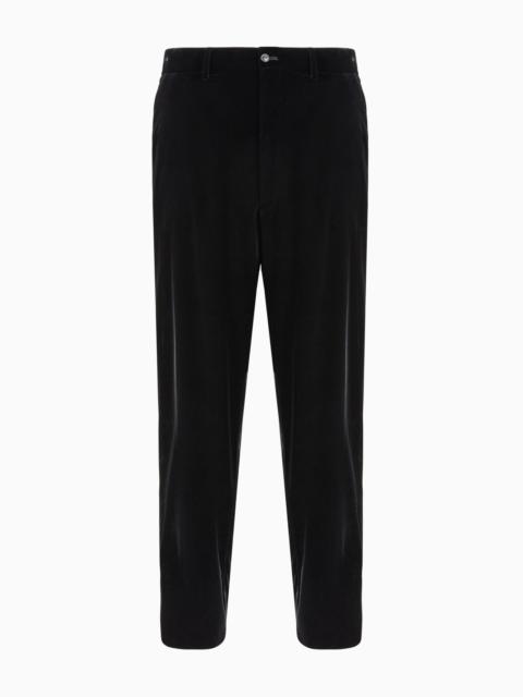 Velvet, flat-front trousers