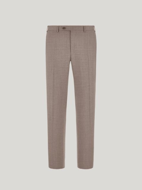 WALNUT WOOL REGULAR-FIT PANTS WITH MICRO-DESIGN
