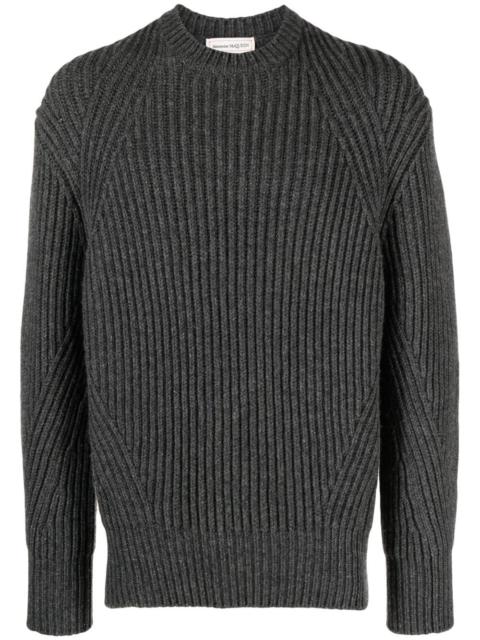 ribbed-knit wool jumper