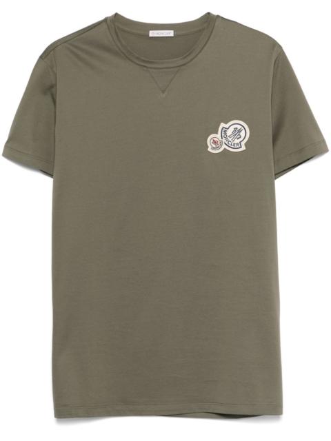 double-logo-patch cotton T-shirt