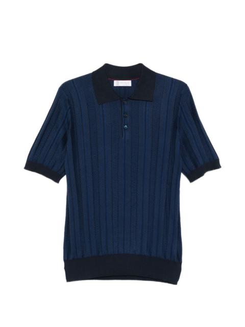 patterned short-sleeve polo shirt