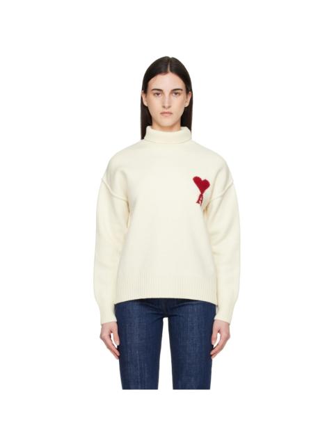 Off-White Contrasted Ami de Coeur Funnel Neck Sweater