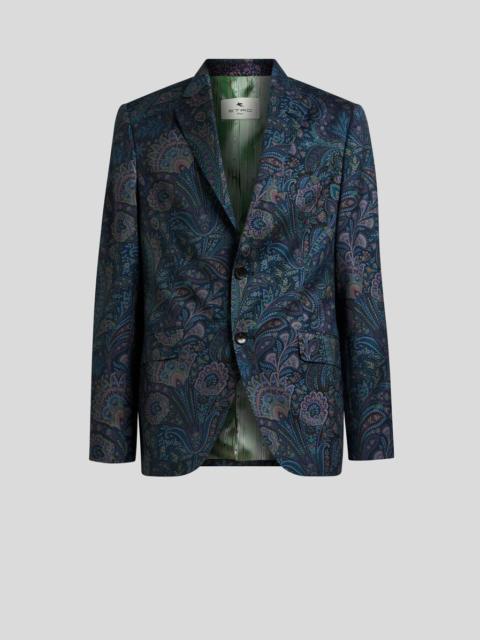 SINGLE-BREASTED WOOL JACKET WITH FLORAL MOTIF