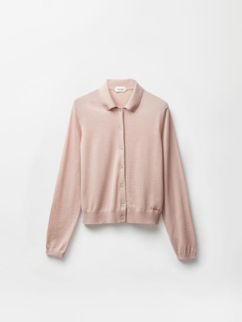 Embroidered Wool Knit Cardigan