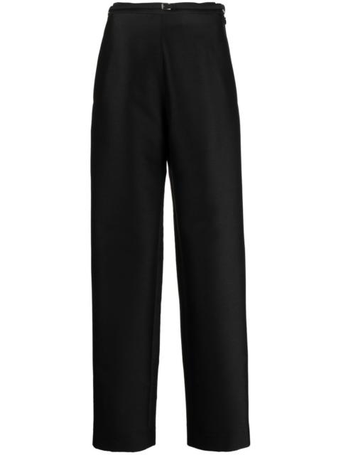 skinny-belt straight leg trousers