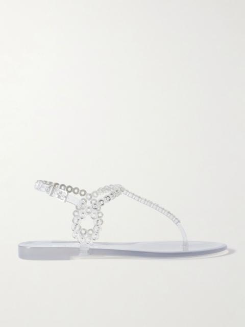 Almost Bare crystal-embellished PVC sandals Clear