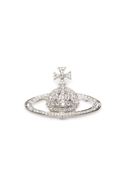 Orb-detail crystal-embellished brooch