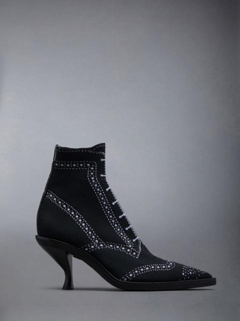 Trompe L'oeil Knit Wingtip 75mm Curved Heel Boot