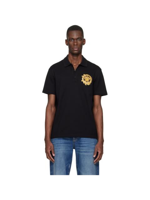 Black Embroidered Cotton Piqué Polo