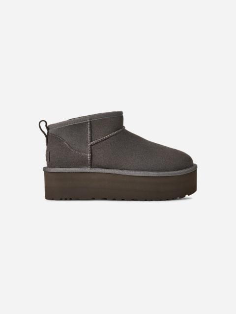 ® Women's Classic Ultra Mini Platform Suede Classic Boots in Charcoal