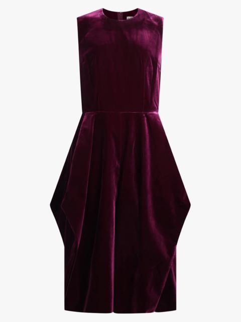 VELVET PINAFORE JUMPSUIT WITH BALLOON LEG | PURPLE