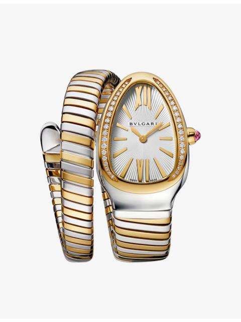 BR858992 Serpenti Tubogas 18ct yellow-gold, stainless steel and brilliant-cut diamond quartz watch