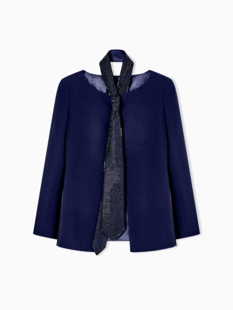 SILK JACKET WITH EMBROIDERED TIE