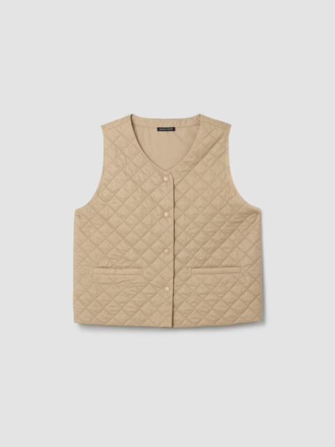 Eggshell Recycled Nylon Quilted V-Neck Vest