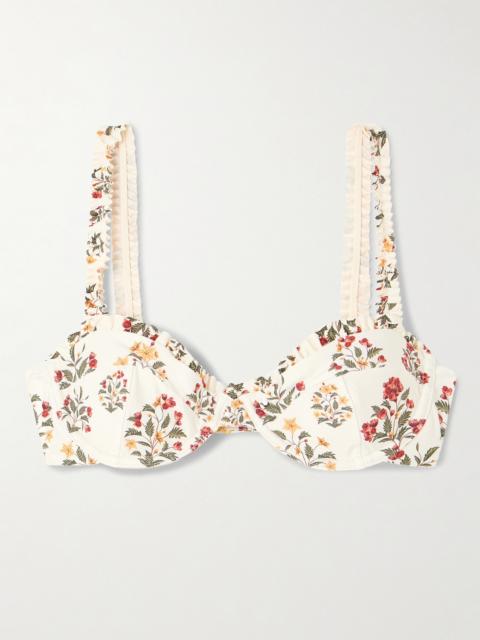 Agraz Andes Floral-print Stretch Recycled Balconette Bikini Top