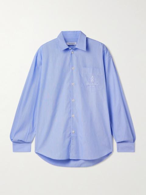 Vendome Oversized Embroidered Pinstriped Cotton-poplin Shirt