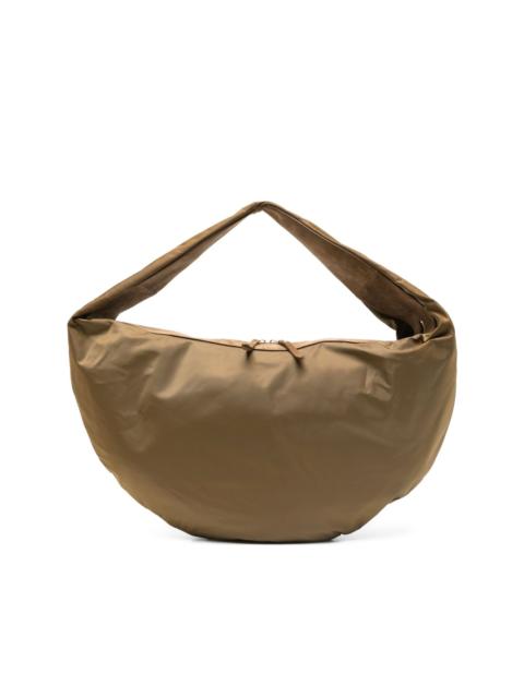 suede-trimmed shoulder bag