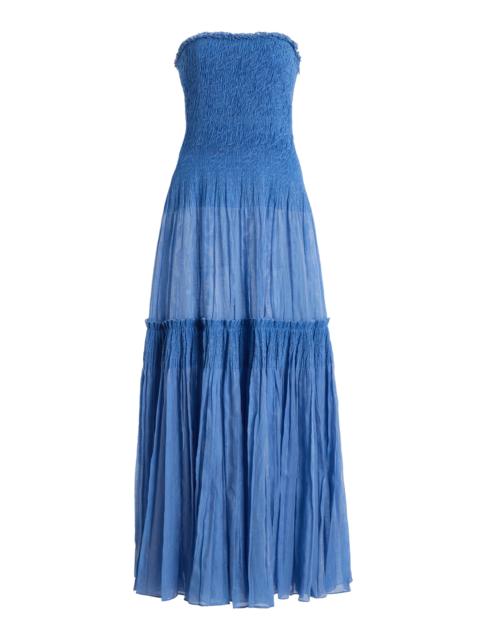 Nora Strapless Cotton-Blend Maxi Dress light blue