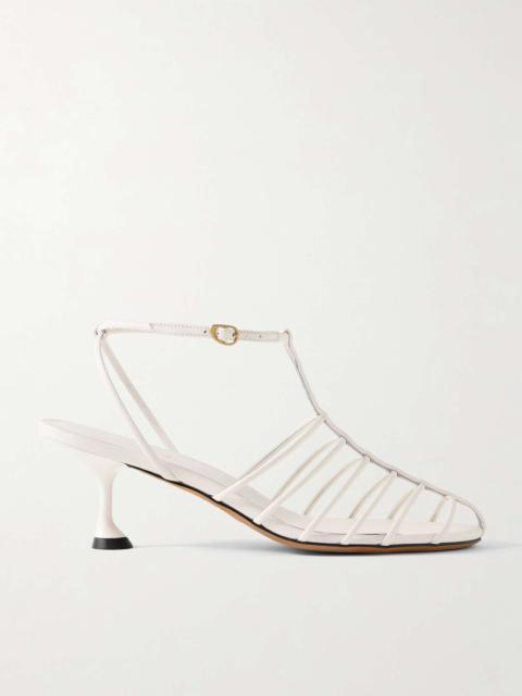 Tee Cage leather sandals White