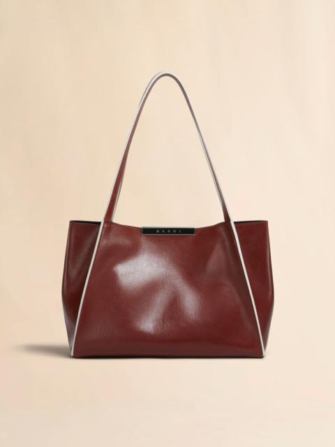 BROWN LEATHER CRESTA E/W SMALL TOTE BAG