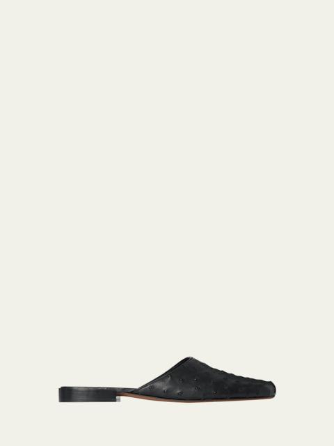 Penelope Ostrich Leather Mules