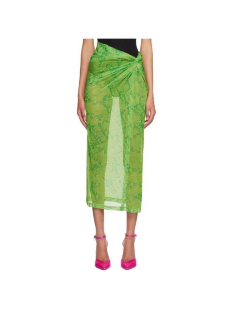 Green Printed Midi Skirt
