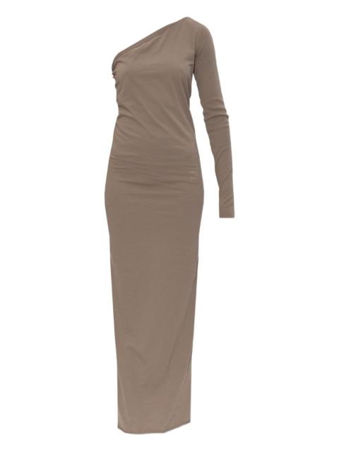one-shoulder long-sleeve maxi dress