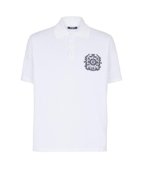 Cotton polo shirt with Écusson print