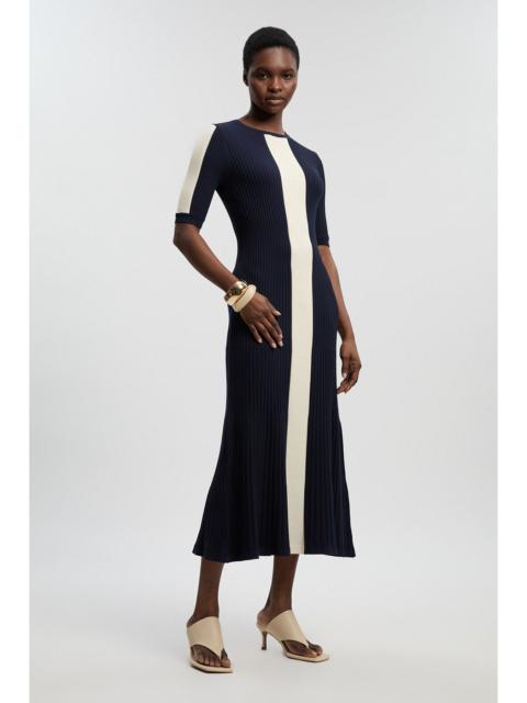Colour Block Rib Knitted Maxi Dress