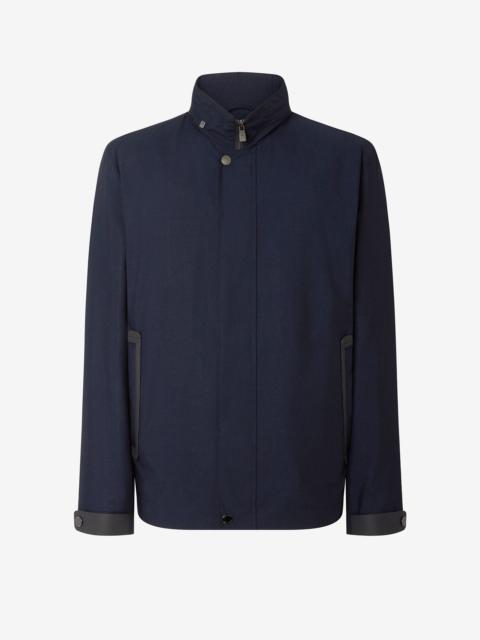 Blue technical fabric coat with detachable inner lining