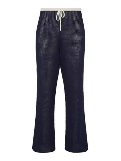 Linen Wide-Leg Pants navy