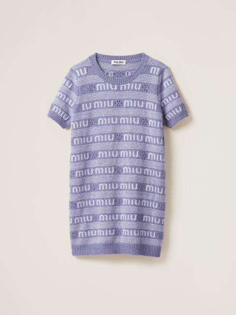 Wool and cashmere dress with logo