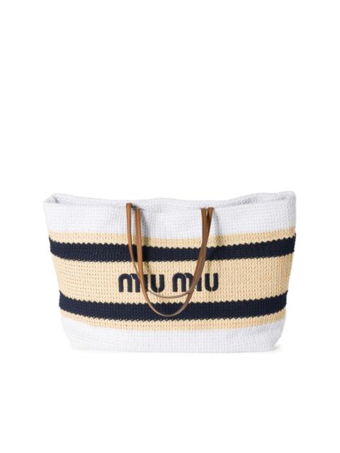 striped crochet tote bag
