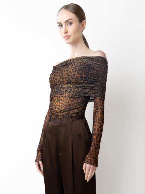 Printed Mesh Off The Shoulder Top