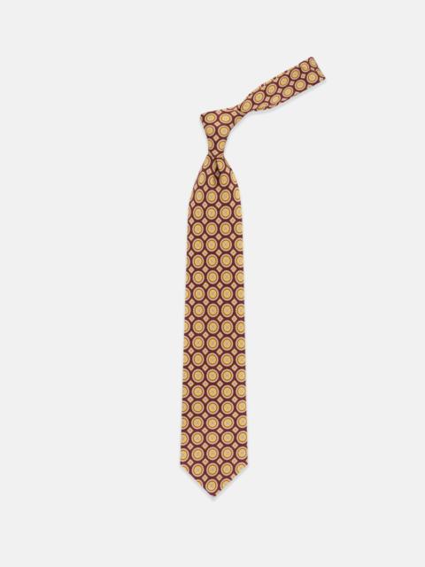 MADE-IN-ENGLAND BURGUNDY MEDALLION FOULARD TIE