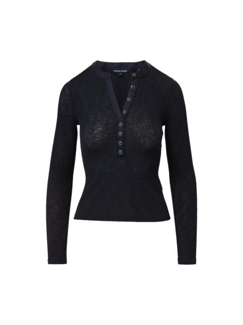 DREXLER RIBBED HENLEY TOP