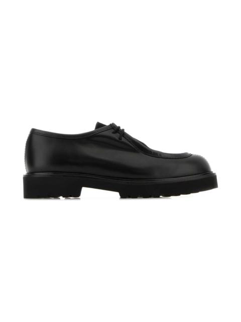Black Leather Track Lace-up Shoes