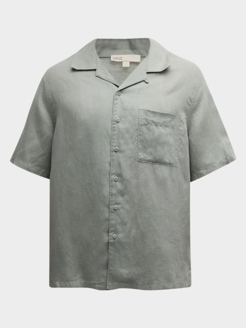 Men's Air Linen Convertible Collar Short-Sleeve Shirt