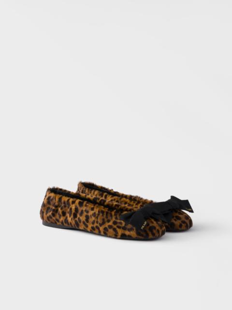 Printed leather ballerinas with bow