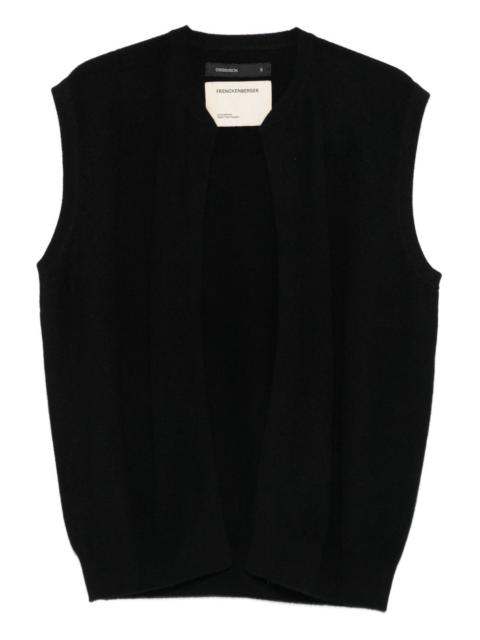 sleeveless open-front cardigan